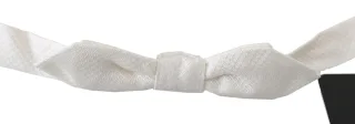 Dolce & Gabbana Weiß 100% Seide Schlank Verstellbarer Hals Papillon Herren Krawatte