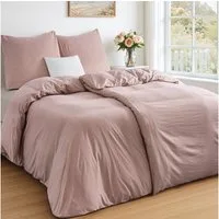 Topfinel Bettwäsche Bettwäsche 135x200 4teilig weiche Vorgewaschene Hautfreundlich, 100% Mikrofaser, 4 teilig, 2 Bettbezüge 135 x 200 2 Kissenbezüge 80x80 Reißverschluss grau-rosa