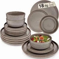 SÄNGER Tafelservice Kairo (18-tlg), 6 Personen, Steingut, Tafelservice Kairo Graphit, Handmade, VALUE COLLECTION