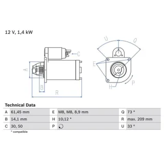 Bosch Anlasser 1,4 kW Ford Mazda 0986022121