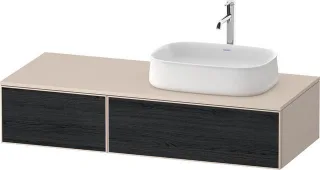 Duravit Zencha Konsolenwaschtischunterbau wandhängend Eiche Schwarz & Taupe Matt & Supermatt 1300x55 ZE4817016830000