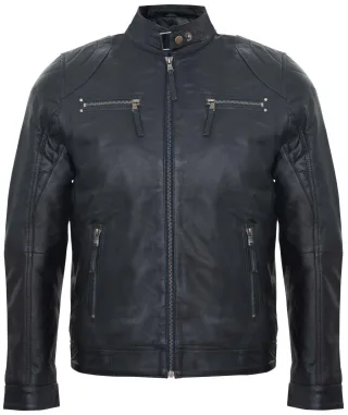 Biker-Rennjacke aus Leder mit Reißverschluss