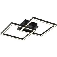 casa NOVA LED Deckenleuchte JOOST, Schwarz, Kunststoff, 1-flammig, LED fest integriert, Extra-Warmweiß, B 51,5 x H 7 x T 33,5 cm