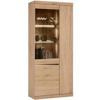 Lomadox Vitrine SANFORD-129 San Remo Eiche hell Nb., Glasbodenbeleuchtung, B/H/T: 86/196,5/40 cm