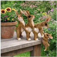 Online-Fuchs Gartenfigur süße Hasen Polonaise, Kantenhocker für außen - Deko Figuren, (Kantenhocker, Polonaise), speziell am Rand für Mauern, Steine, Tisch oder Blumentöpfe