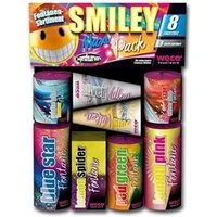 happy sparks® Geburtstagskerze Smiley Maxi Pack 8-teiliges Fontänen - Jugendfeuerwerk Kat. F1 (Packung, 1-tlg., 8-teilig), Kat. F1