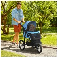 PawHut Hundebuggy Katzenwagen mit geländegängige Gummiräder Kissen Buggy, (Hundewagen, 1-tlg), für Hunde & Katzen bis 20 kg, Blau
