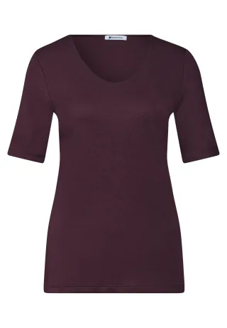 Street One - Basic T-Shirt mit blickdichter Front rustic rouge - Gr. - 36