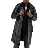 RedBridge Trenchcoat Herren Kunst-Leder Trenchcoat Peacoat Caban Stutzer