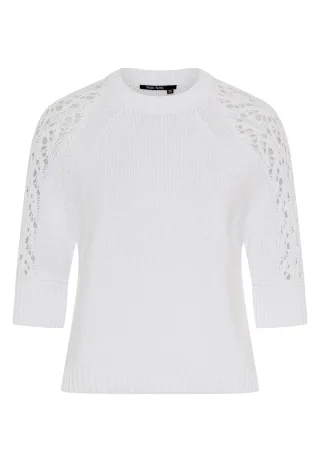 Marc Aurel - Pullover mit Ajour-Einsätzen white - Gr. - 46