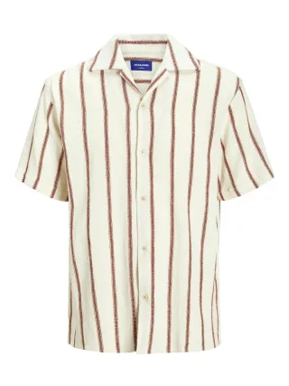 JACK&JONES - JJECOBA STRIPE RESORT SHIRT SS SN Arabian Spice - Gr. - L