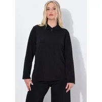 Ulla Popken Hemdbluse Jerseybluse Hemdkragen Langarm Gummisaum