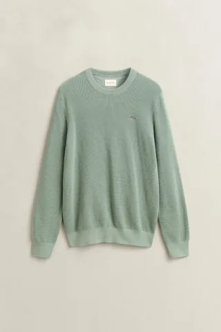 GANT - Rundhalspullover aus strukturierter Baumwolle surplus mint - Gr. - L