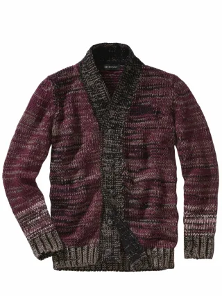 Mey & Edlich Herren Mouline-Cardigan Schwarz 65 % Wolle, 15 % Polyacryl, 10 % Alpaka, 10 % Polyamid