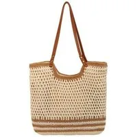 Zaewry Strandtasche Damen, Große Handtasche Damen, Leichte Schultertasche Boho, Shopper Tasche, Sommer Tasche Geflochten, Einkaufstasche Beach Bag