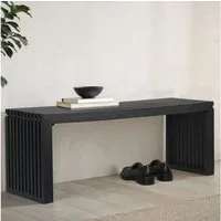 FINEBUY Sitzbank FB111495 Garderobenbank Akazie Massivholz 120 cm Schwarz Flurbank (Akazie Massivholz Bank 120 cm Bettbank Schwarz), Flurbank Modern, Kleine Dielenbank 2 Personen