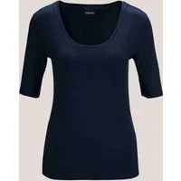 MADELEINE Kurzarmshirt Sommerliches Basicshirt mit Rundhalsausschnitt Figurnahes Jerseyshirt mit schmalem Halbarm