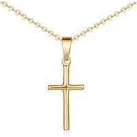 Materia Kreuzanhänger Damen Gold Kreuz Religion klein filigran KA-305, 925 Sterling Silber, vergoldet