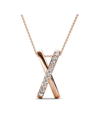 X Duo-Anhänger - Rosegold und Kristall