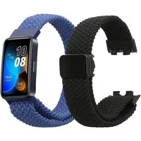kwmobile 2x Ersatzarmband für Huawei Band 10 / 9 / 8 Armband Smartwatch, 2-tlg., Nylonarmband Set mit Magnetverschluss - Schwarz Blau
