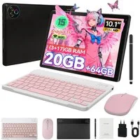 Happybe 10’’ HD Android 15, 20(3+17)GB RAM, 64GB, WiFi6 mit Tastatur und Stift Tablet (10", 64 GB, Android, WiFi6, Großbs Display Tablet mit Stift, Tastatur und Maus, Widevine L1)