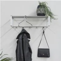 Spinder Design Garderobenleiste REX (1 St), Wandgarderobe aus Stahl mit Hutablage und 5 bzw. 7 Haken