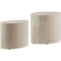 SalesFever Couchtisch Almeria - Stilvoller Wohnzimmer- und Beistelltisch (Set, 2-St., 2er Set), oval, in Travertinoptik