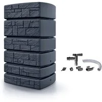 Kreher Regentonne XXL "TOWER STONE" 500 Liter in Grau / Anthrazit mit Anschlusstechnik, 500 l, Frostsicher