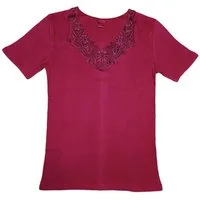Toker Collection® Unterziehshirt Damenhemd Spencer Halbarm mit extra breiter Spitze (Packung, 1 Stück) aus reiner Baumwolle