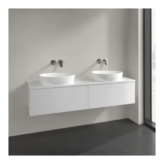 Villeroy und Boch Antao Waschtisch-Unterschrank L39010GF 160x36x50cm, Waschbeckenplattenfarbe Lack, glossy white lacquer, Mit Beleuchtung