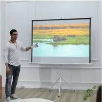 HOMCOM Leinwand Beamer Projektor mit Stativ für Heimkino, Camping, Tragbar, faltbar, 84 Zoll, 4:3 Format