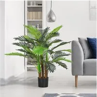 Kunstpflanze Kunst Palme, 100 cm mit 27 Zweige, Zimmerpflanze Palme, HOMCOM, Höhe 100 cm, Pflanze Deko für Indoor, Outdoor, Grün