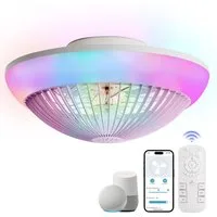 Sofucor Deckenventilator mit RGB Licht, DC, 7 ABS-Flügel, 6 Windgeschwindigkeiten, Umkehrfunktion, 1/2/4-Stunden-Timer