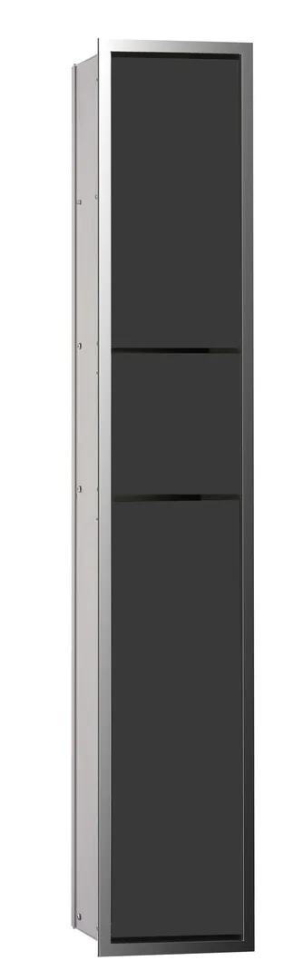 emco WC-Modul, chrom / schwarz asis 150 Unterputz, 964 mm, Doppelfach mit Boden mit Papierhalter, mi 976027964