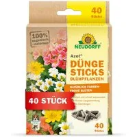 Neudorff Pflanzendünger Bio - Azet DüngeSticks für Blühpflanzen 40 Sticks, Bio Düngestäbchen für kräftiges Wachstum und vielen farbenfrohe Blüten, Düngestäbchen Zimmerpflanzen aus natürlichen Rohstoffen