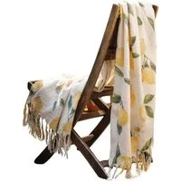 Wohndecke Zitrone Sommer Wohn Decke Sofa Deko Webdecke Fransendecke mediterran, Home-trends24.de