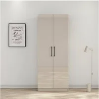 OTTO home Kleiderschrank Sylt Schlafzimmerschrank Garderobe Schrank hochglanz (hochwertige Metall Griffe in schwarz) Drehtürenschrank mit perfekter Innenausstattung, Breite 80cm