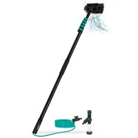 VONROC Reinigungsbürste Teleskop Waschbürste mit Teleskopstiel, Reinigung für Fenster, Terrassendach, Solaranlage, (Packung), Integrierter Wasserschlauch, Stufenlos verstellbar