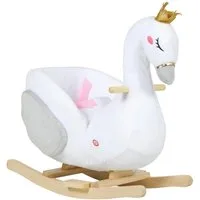 AIYAPLAY Schaukeltier Schwan-Schaukel mit Schlaflied, weicher Füllung, Holzrahmen, (1 tlg), für Kinder 1,5-3 Jahre, max. 25 kg, Weiß