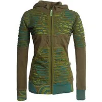 Vishes Kapuzensweatjacke Hoodie Kapuzenjacke mit Cutwork Patchwork (1-tlg) Boho, Hippie, Elfen, Goa Style, Gestreift, Mandala
