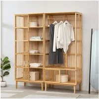 en.casa Garderoben-Set, (2-St., bestehend aus 1 x Garderobenständer und 1 x Standregal), »Trundholm+Vemb« aus Bambus 185 x 160 x 45 cm