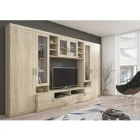 Küchen-Preisbombe Wohnwand Paris Schrankwand Anbauwand Wohnzimmer Sonoma Eiche matt, (4-St)