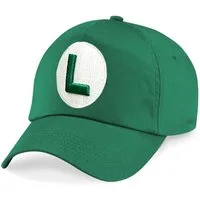 Blondie & Brownie Baseball Cap Kinder Mario Luigi Logo Stick Patch in Grün und Rot Kinder Mario Baseball Cap rot mit Stick Patch Retro Gaming Style