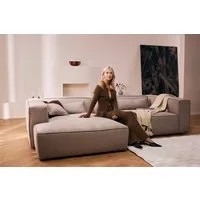LeGer Home by Lena Gercke Ecksofa PIARA Struktur u. Leinenoptik mit Kedernaht L-Form, wahlweise Ottomane rechts/links, schwarze Füße, bequemer Sitzkomfort