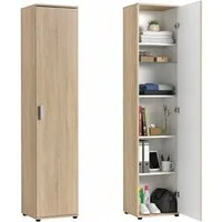 Home Collective Mehrzweckschrank Schmaler Schrank 40 cm breit mit 1 Tür & 4 Einlegeböden (Universalschrank Haushaltsschrank für Haushalt, Flur, Büro oder Schlafzimmer) 40x35x184 cm (BxTxH), Sonoma Eiche