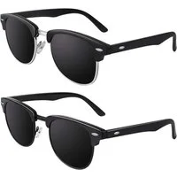 LuxusKollektion Retrosonnenbrille Sonnenbrille Horn Gestell Matt Schwarz Grau
