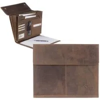Dethloff Schreibmappe "Leopold" Leder A4 Fächermappe 33x26x6cm, Antwaltsmappe, Konferenzmappe, braun antik