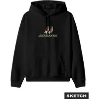 Jack & Jones Junior Kapuzensweatshirt JCOECHO GRAPHIC FRONT SWEAT HOOD FST JNR Baumwollmischung