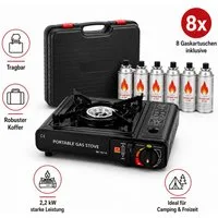 Ertex Gaskocher Campingkocher Gasherd portabel Campingherd mit Koffer & Gaskartuschen