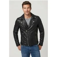 Mauritius Lederjacke Mavric SF NSLV im Biker-Style, asymetrischer Reißverschluss, Nieten